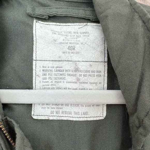 Vintage Unisex Air Force Fly Suit - Fire Retardant- 40R - Picture 10 of 10